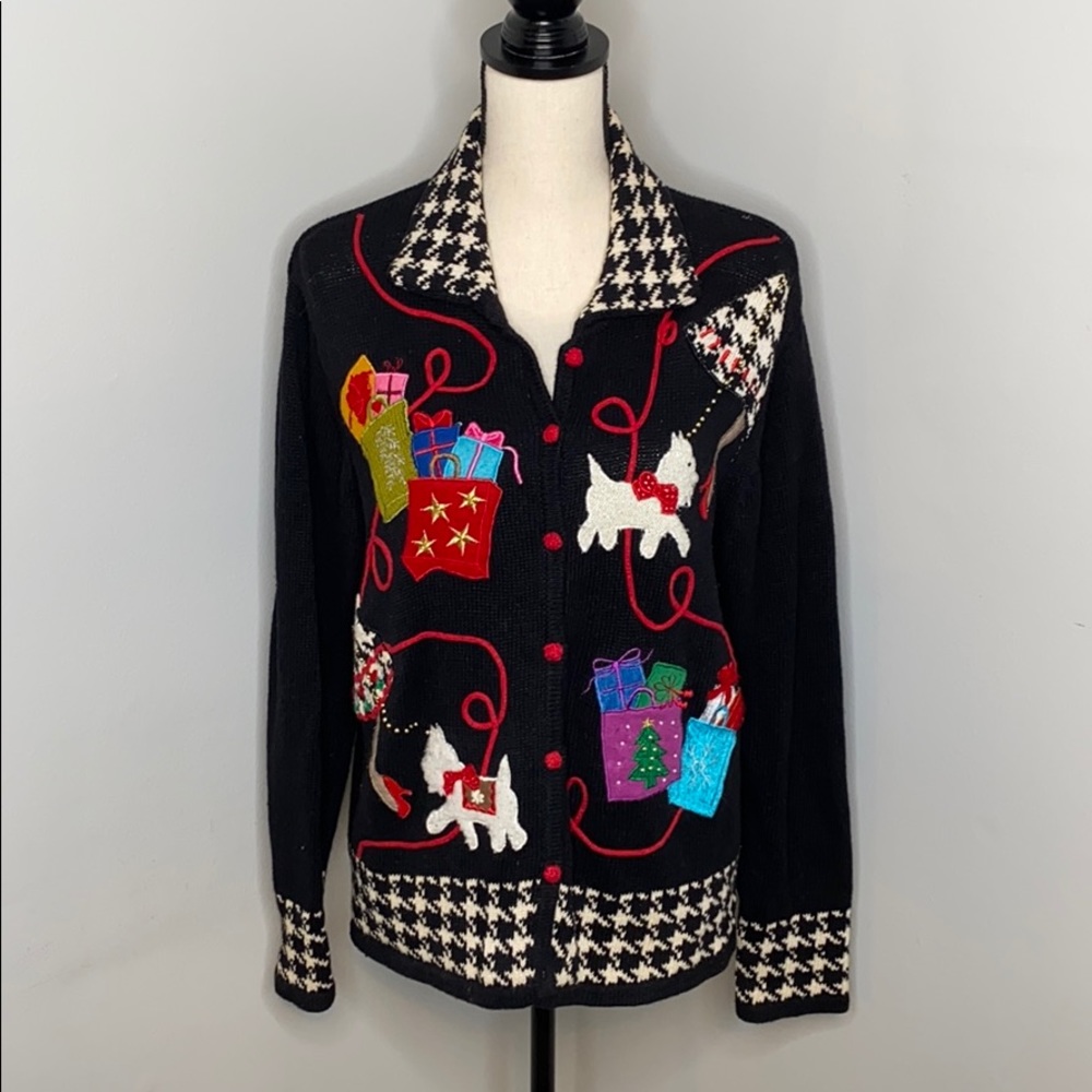 Holiday Wheaten Dog presents cardigan - medium